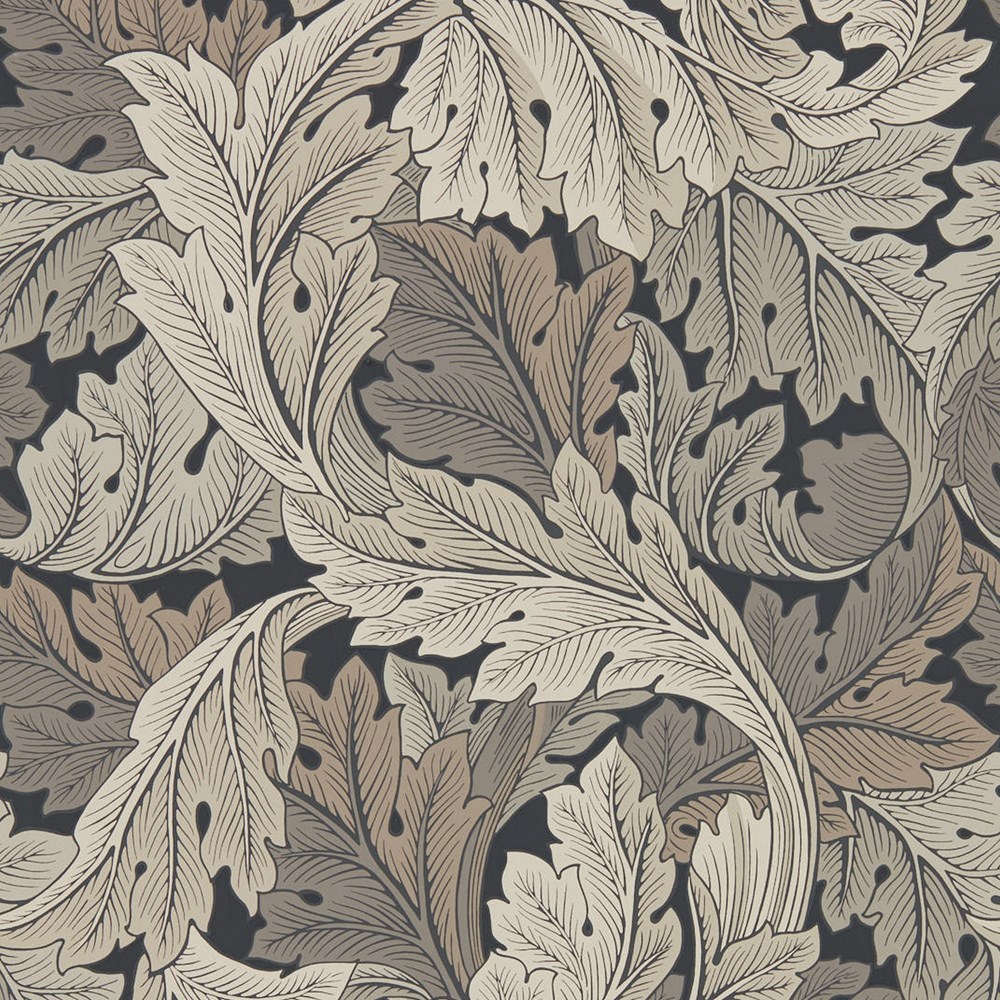 Acanthus Wallpaper 216442 by Morris & Co in Charcoal Grey